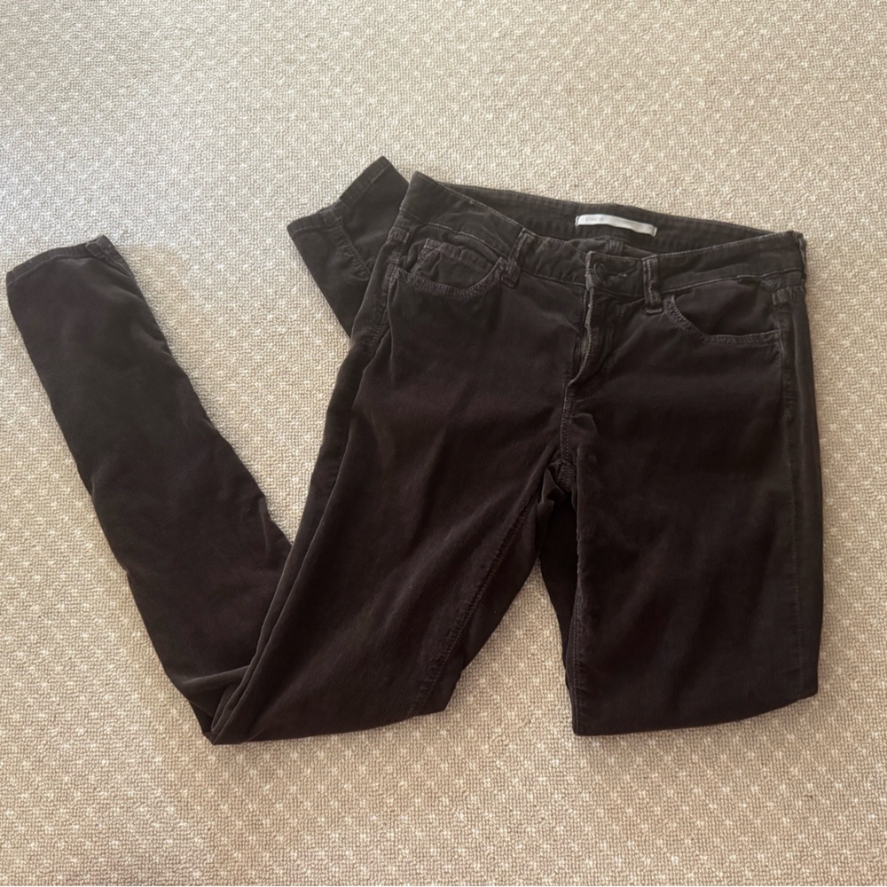 Vince low rise, brown corduroy skinny jeans, size 27
